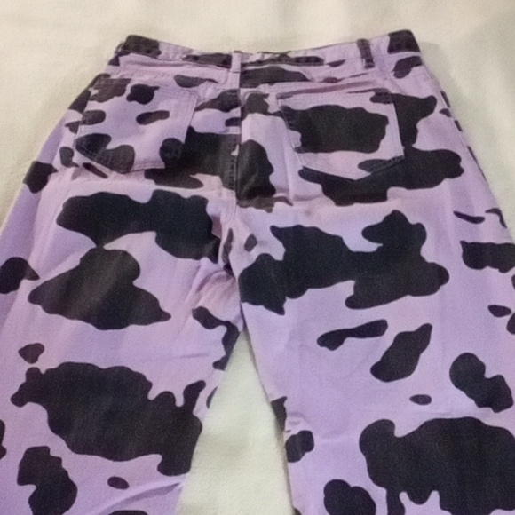 Purple and Black Cow Print Wide Leg Pants 15 Inch Waist LIKE NEW! - Picture 8 of 8
